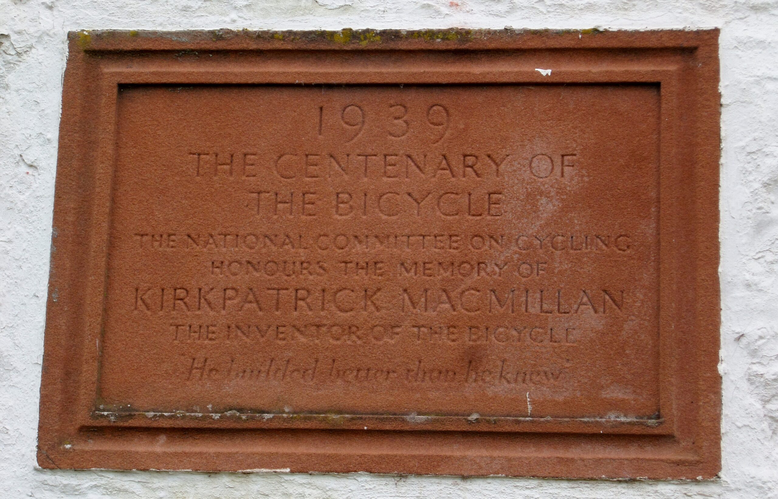 Memorial Plaque to Kirkpatrick Macmillan