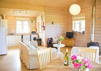 Inside Curlew Lodge holiday chalet in south west Scotland